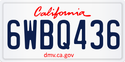 CA license plate 6WBQ436