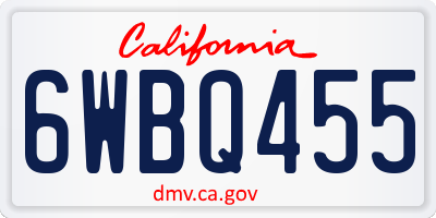 CA license plate 6WBQ455