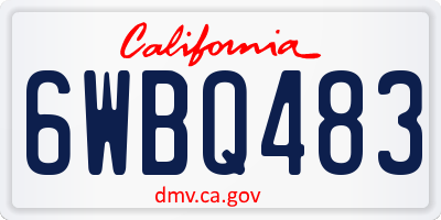 CA license plate 6WBQ483
