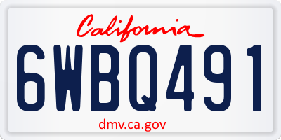 CA license plate 6WBQ491