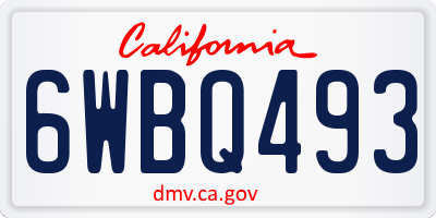 CA license plate 6WBQ493