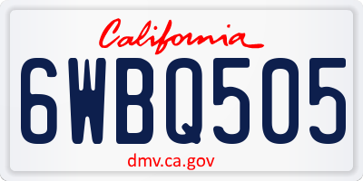 CA license plate 6WBQ505