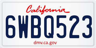 CA license plate 6WBQ523