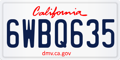 CA license plate 6WBQ635