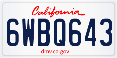 CA license plate 6WBQ643