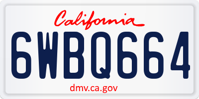 CA license plate 6WBQ664