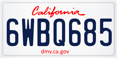 CA license plate 6WBQ685