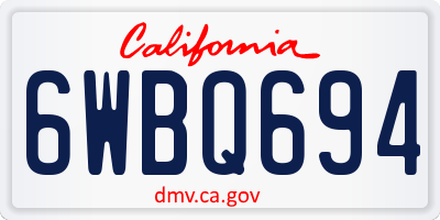 CA license plate 6WBQ694