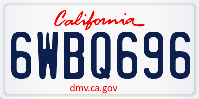 CA license plate 6WBQ696