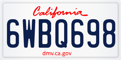 CA license plate 6WBQ698