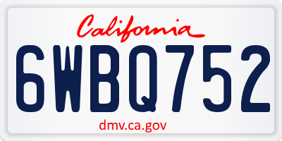CA license plate 6WBQ752