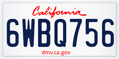 CA license plate 6WBQ756