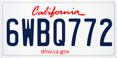 CA license plate 6WBQ772