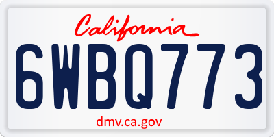 CA license plate 6WBQ773