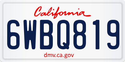 CA license plate 6WBQ819