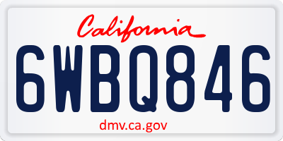 CA license plate 6WBQ846