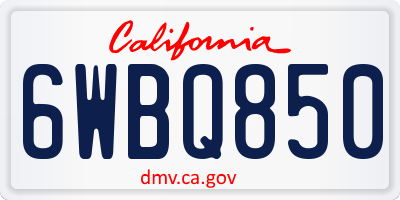 CA license plate 6WBQ850