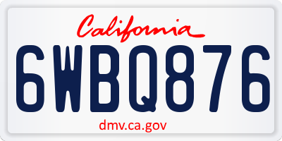 CA license plate 6WBQ876