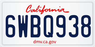 CA license plate 6WBQ938