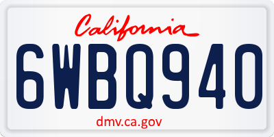CA license plate 6WBQ940