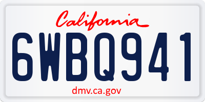 CA license plate 6WBQ941