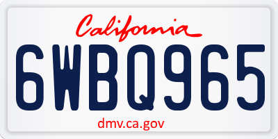 CA license plate 6WBQ965