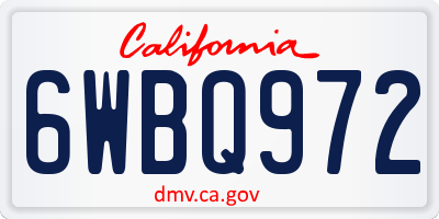 CA license plate 6WBQ972