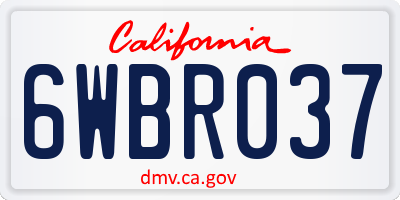 CA license plate 6WBR037