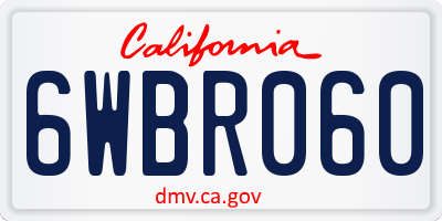 CA license plate 6WBR060