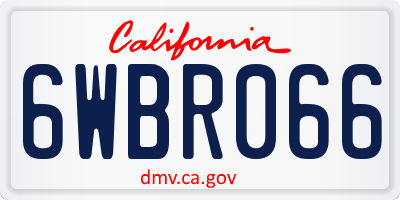 CA license plate 6WBR066