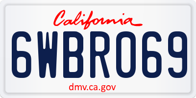 CA license plate 6WBR069
