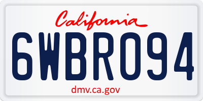 CA license plate 6WBR094