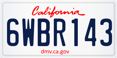 CA license plate 6WBR143