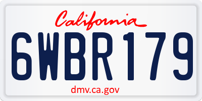 CA license plate 6WBR179