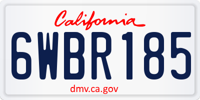 CA license plate 6WBR185