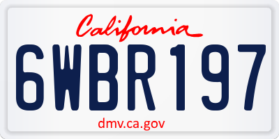 CA license plate 6WBR197