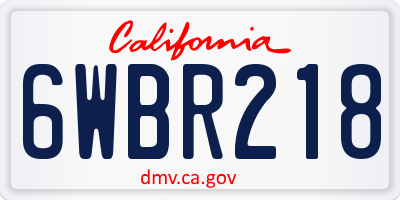 CA license plate 6WBR218