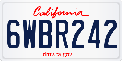 CA license plate 6WBR242