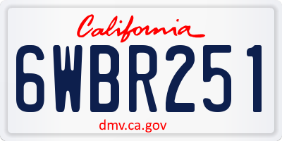 CA license plate 6WBR251