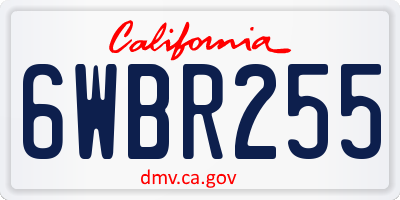 CA license plate 6WBR255