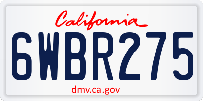 CA license plate 6WBR275