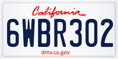 CA license plate 6WBR302