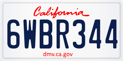 CA license plate 6WBR344