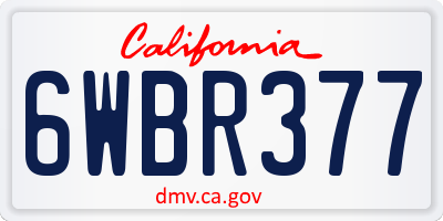 CA license plate 6WBR377