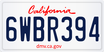 CA license plate 6WBR394