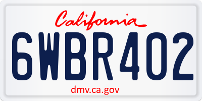 CA license plate 6WBR402