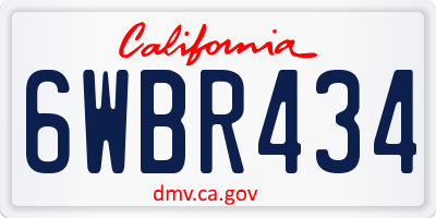 CA license plate 6WBR434