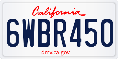 CA license plate 6WBR450