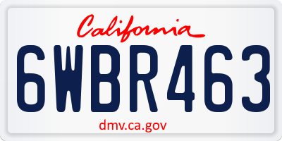 CA license plate 6WBR463