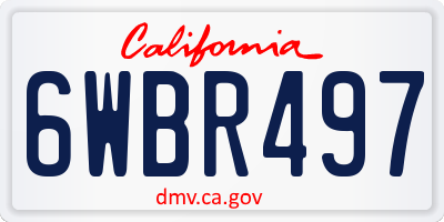 CA license plate 6WBR497